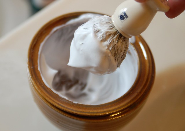 shave brush with shave lather