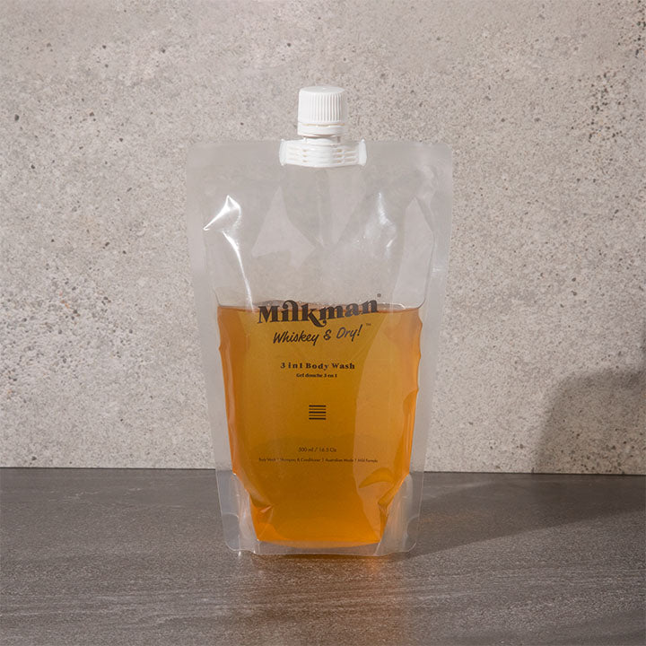mens body wash eco refill whiskey and dry, made in australia