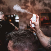 hair styling powder in use