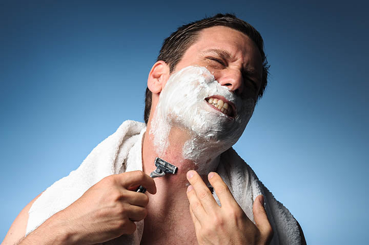 man with shaving rash on neck