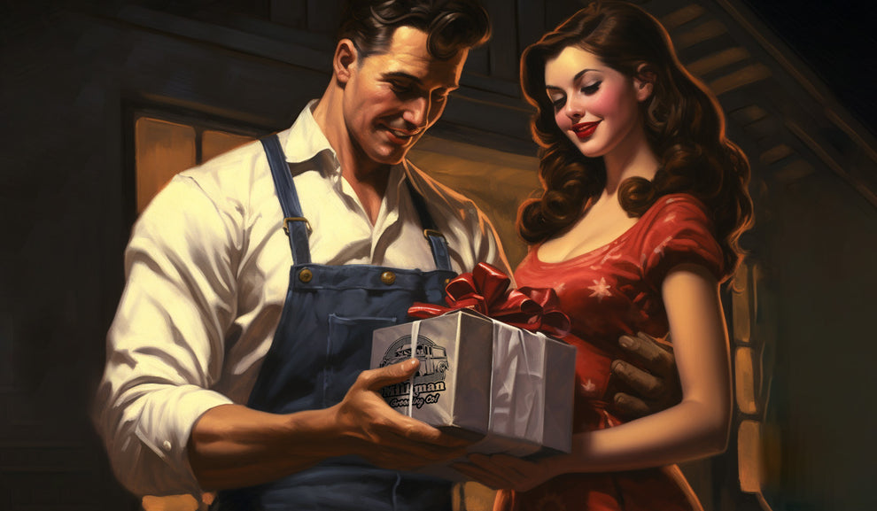 man receives milkman grooming co gift
