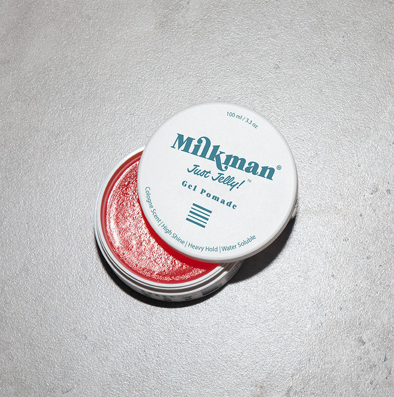 hair gel pomade, just jelly by milkman grooming 