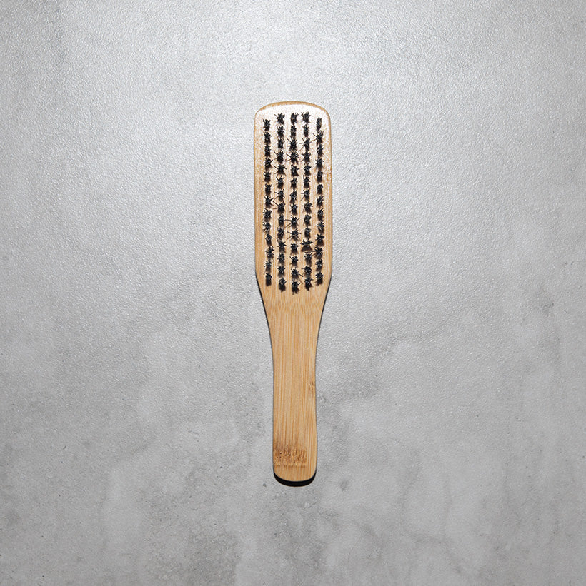 top view milkman bamboo wood hair and beard brush with nylon bristle
