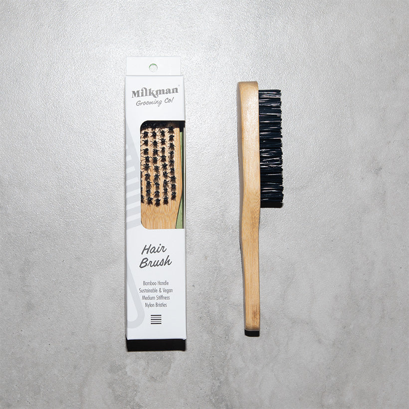 milkman bamboo wood hair and beard brush with box