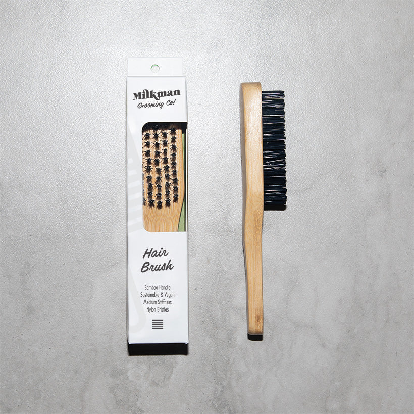 milkman bamboo wood hair and beard brush with box