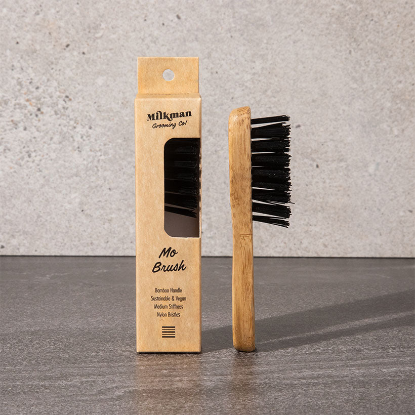 milkman moustache brush made with bamboo handle and nylon bristle