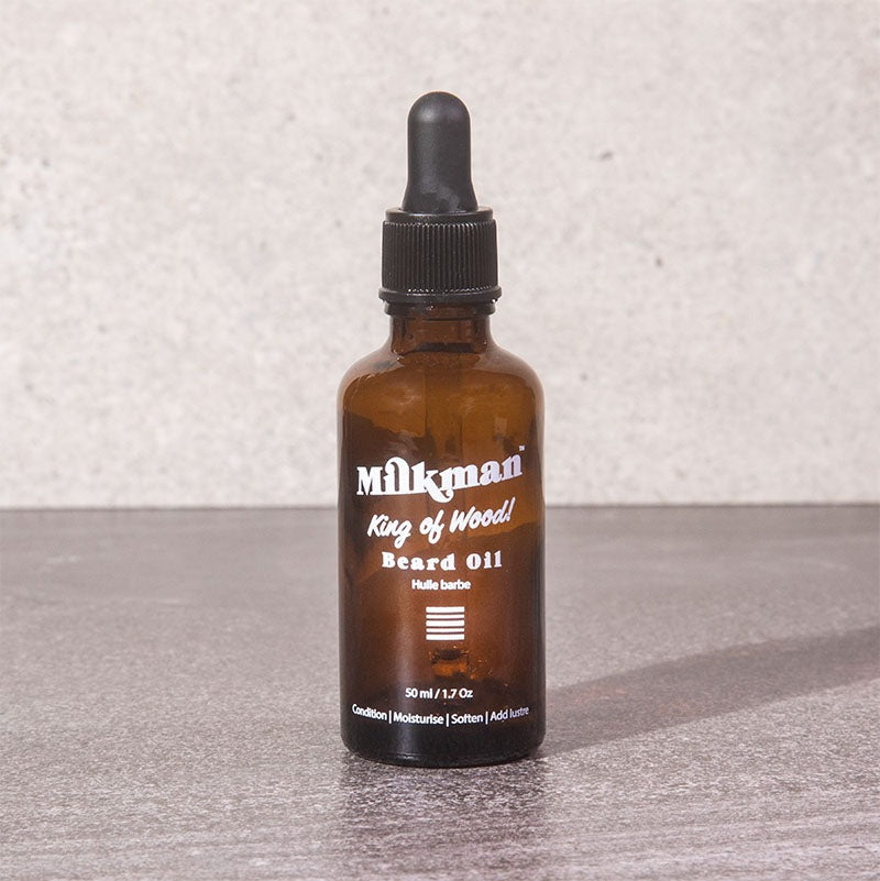 shop australian beard oil by milkman, king of wood scent
