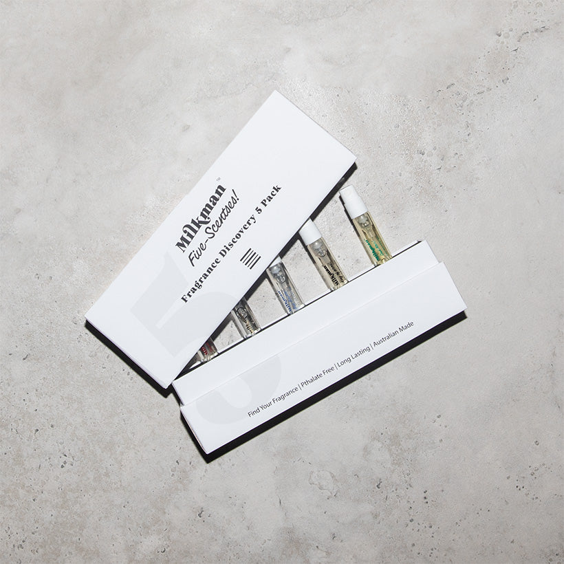 sample 5 pack of Milkman Grooming Co fragrance for men