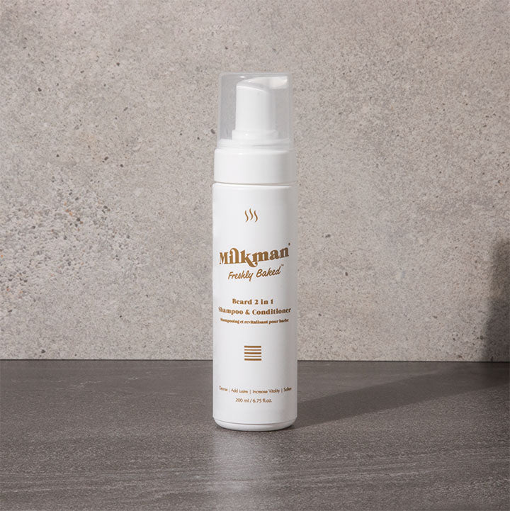 2 in 1 beard shampoo and conditioner, King of Wood scent by Milkman, made in australia