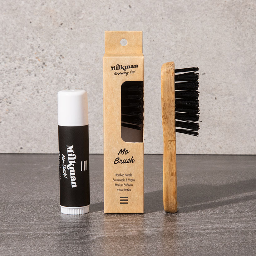 moustache wax and moustache brush comb by milkman