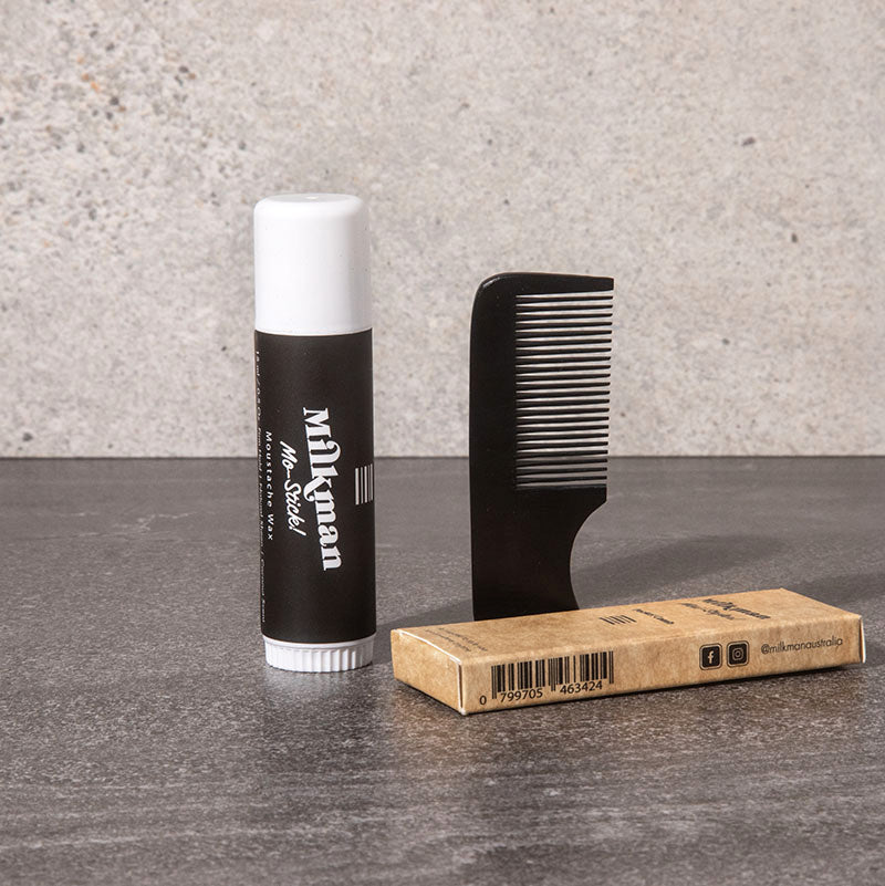 milkman moustache wax and moustache comb