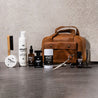 ultimate beard care kit with leather toiletry dopp bag (king of wood scent)