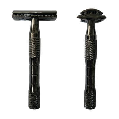 safety razor gunmetal grey on white background